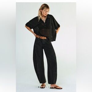 Free People Black Wide Leg Flare Jeans
